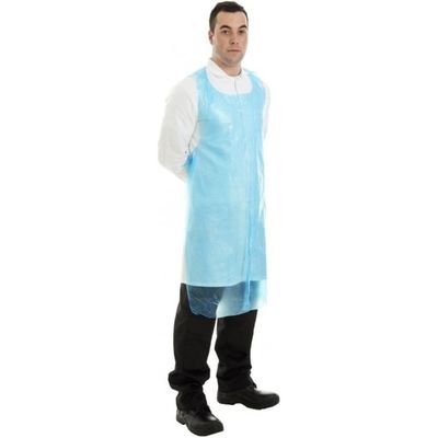Delantal plástico azul claro de la cocina, delantales abonablees de la prenda impermeable del plástico para los adultos